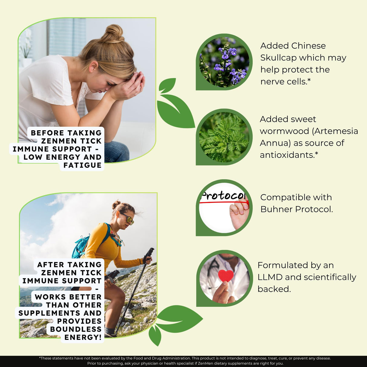 Zenmen Tick Immune Support Supplement - Improved Formula - Japanese Knotweed, Cat's Claw, Chinese Skullcap, Cryptolepis Sanguinolenta, Sweet Wormwood - 90 Vegan Capsules, Made in The USA