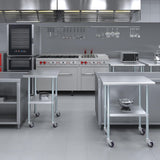 AmGood 24 in. x 30 in. Stainless Steel Work Table with Wheels | Metal Kitchen Food Prep Table | NSF