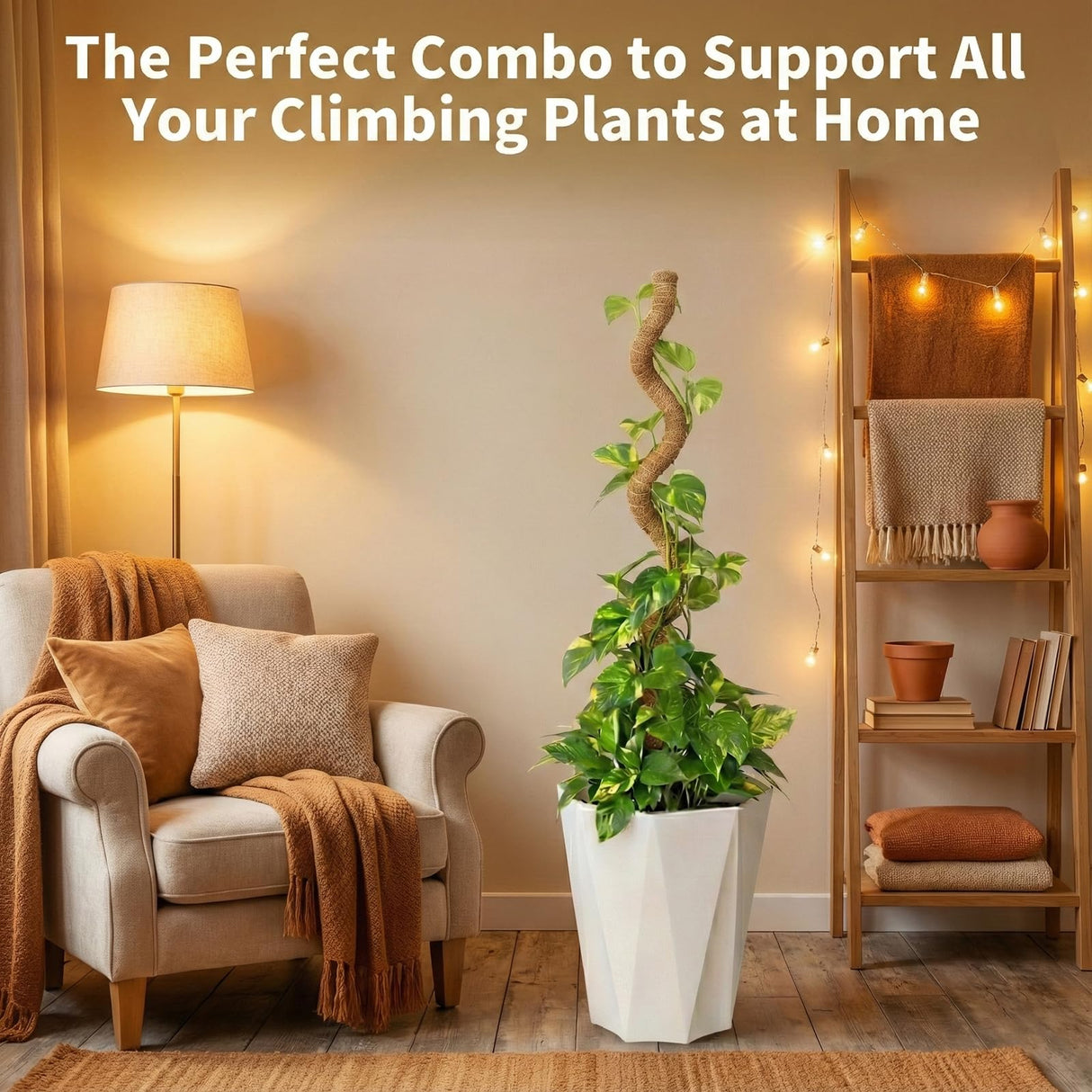 28'' Bendable Moss Poles & 12'' Stackable Coir Plant Sticks for Monstera