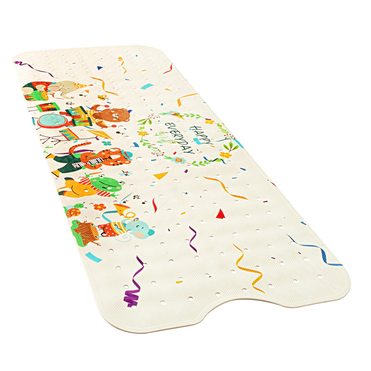 YINENN Bath and Shower Safety Mats 40x16 inch, Non Slip with Suction Cups for Bathroom Stall and Tub Floor, Extra Large and Machine Washable, Drain Holes Keep Bathtub Clean, Colored Animals