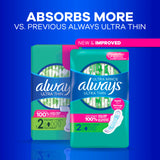 Always Ultra Thin Feminine Pads with Wings for Women, Super Absorbency, Unscented, Size 2, 126 Count
