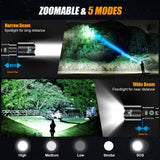 Esgofo Rechargeable Flashlights High Lumens 90,000 Long Range 3280FT, Super Bright Handheld Strong LED Flashlight Long Lasting 15H, Powerful Flash Light USB C, Zoomable 5 Modes, for Camping Hiking