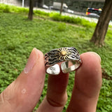 JWM Vintage Adjustable Open Ring Silver Plated Brass Sun Ring