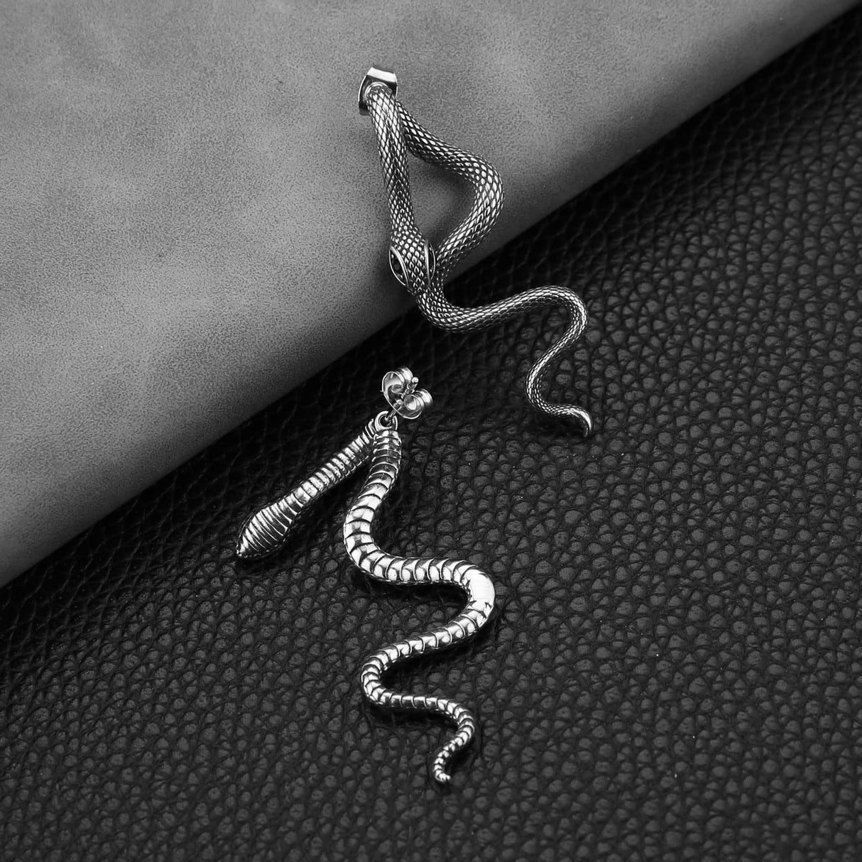 HZMAN Gothic Snake Stud Earrings for Women,Hypoallergenic,Waterproof