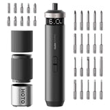 HOTO PixelDrive Electric Screwdriver, Smart Display, 6 Torque Settings, 0.5 to 6 N·m, 1/4'' Hex 30 Bits, LED Light, 2000 mAh Rechargeable Cordless Screwdriver Set for Electronics, Gadgets for Men
