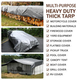 Sunvigor Tarp Waterproof 8x10Ft, Heavy Duty Tarp Cover Extra Thick 14 Mil Tear and UV Resistant, Outdoor Tarps with Grommets and Reinforced Edges for Roof, Camping, Patio, Pool, Boat (Silver/Brown)