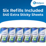 PetLovers Extra Sticky Lint Roller 6 Pack of Refills Only - No Handle Included - 90 Sheets Per Refill 540 Sheets Total