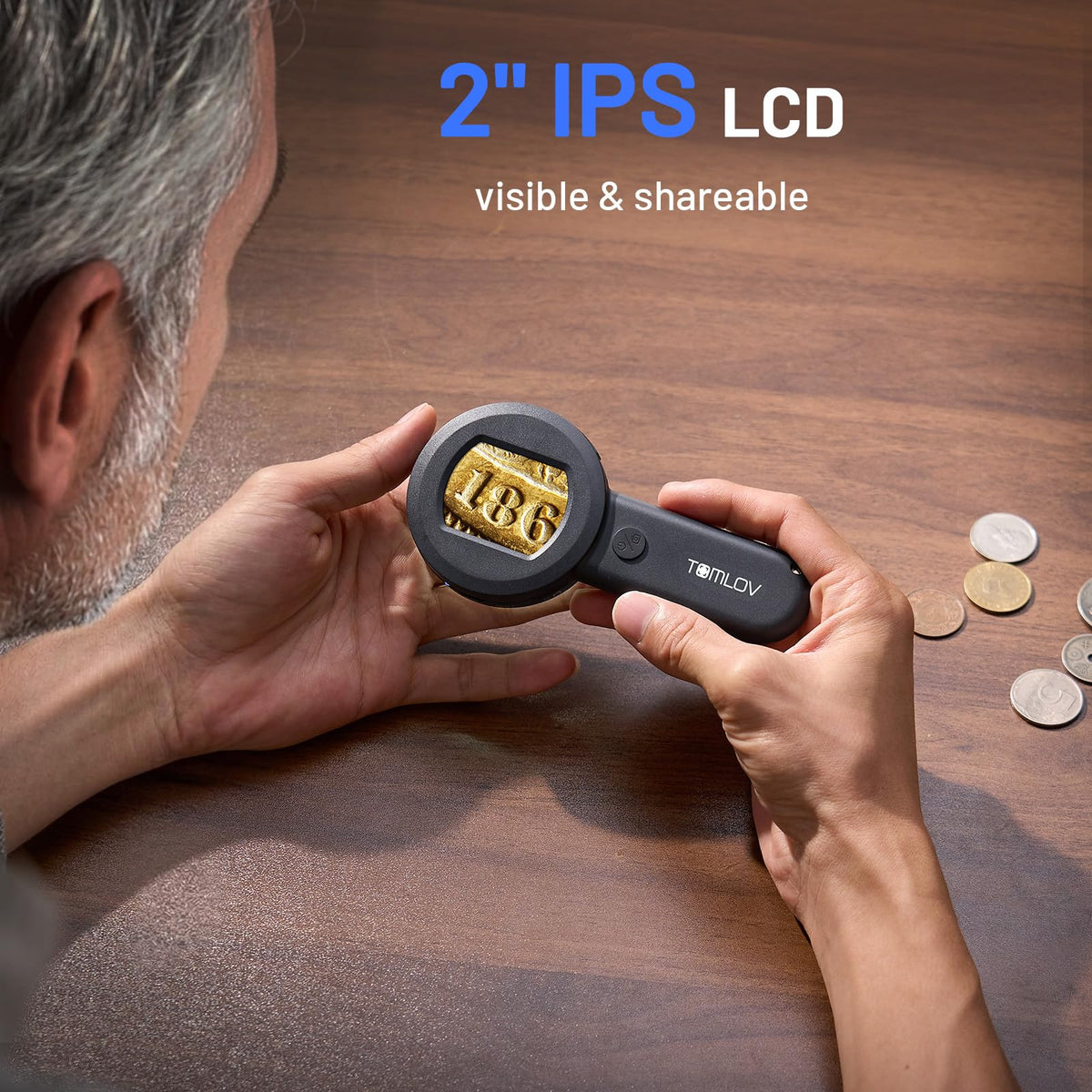 TOMLOV P10 Microscope for Adults Kids, Handheld Coin Magnifier with Light