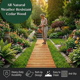 Plow & Hearth 8' Straight Outdoor Wooden Pathway | 18" Wide Rollout Outdoor Garden Walkway | Weather-Resistant Hardwood Cedar Board Walkway Landscape Edging | Decorative Lawn Patio Wedding Party