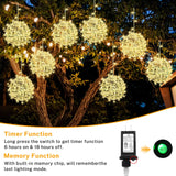 Outdoor Christmas Balls Lights 4 Pack Hanging 7.9" LED Garden Sphere Tree Lights 8 Modes Waterproof Glow Globe Lights with Memory Timer Plug for Party Yard Porch Eave Patio Xmas Decorations-Warm White