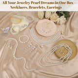 Jupwalz 16 Pcs Pearl Jewelry Set with Necklace, Earrings and Bracelets, Pearl Necklaces for Women, Faux Pearls Set Jewelry for Wedding Bridal Christmas Party