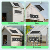 pqins New 5.5" Solar Chicken Coop Fan 3 Kit, 35W Solar Powered Exhaust and Intake Greenhouse Fan Outdoor Waterproof, 16.5ft Cord, Strong Airflow, for Shed Air Circulation and Ventilation, No Battery