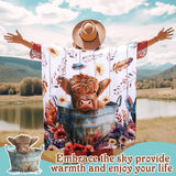 Tiangrid 6 Pcs Western Highland Cow Gifts for Women Include 20 oz Stainless Steel Tumbler with Lid Straw Cosmetic Bag Throw Blanket Keychain Socks Handbag for Highland Cow Lovers Birthday Christmas