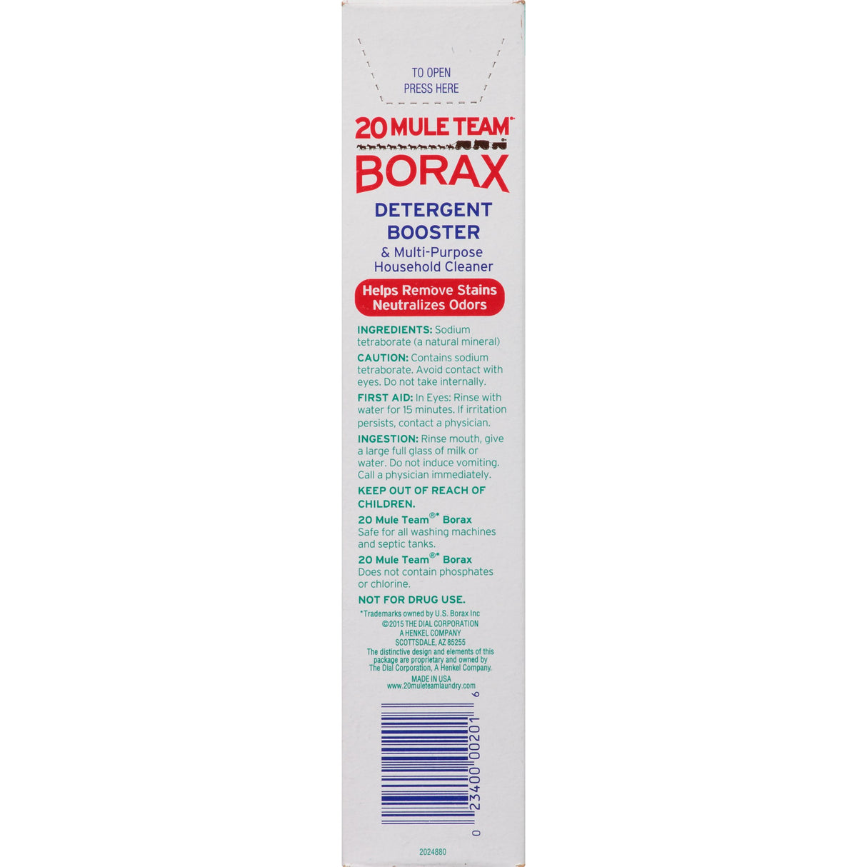 20 Mule Team All Natural Borax Detergent Booster & Multi-Purpose Household Cleaner, 65 Ounce, 4 Count