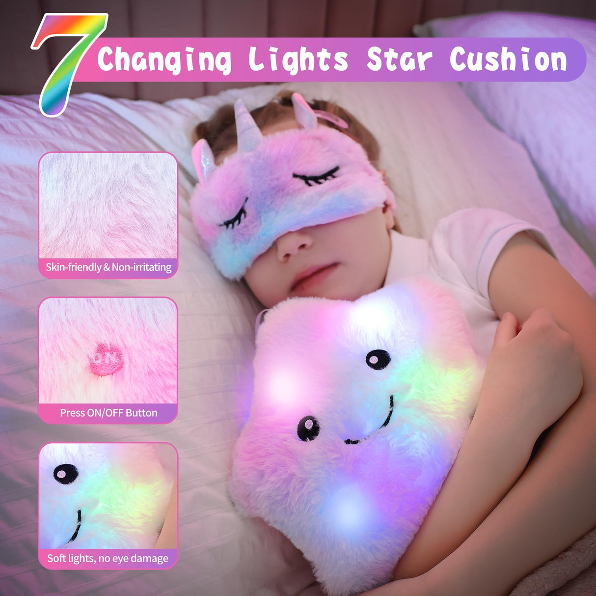 Cherry Tale Unicorn Gifts for Girls Age 6-8, Kids Unicorn Toys Set with Light Up Star Pillow Diary Headband Eye Mask Christmas Birthday Gifts for Little Girls Age 4 5 6 7 8 9 10
