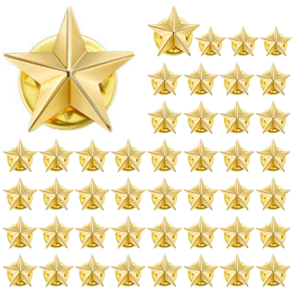 Kenning 60 Pieces Gold Star Pins Bulk Memorial Day Star Badge Lapel Pins