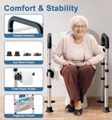 Toilet Safety Rails for Seniors (350 LBS), Adjustable Toilet Safety Frame for Elderly and Disabled, FSA HSA Eligible Foldable Handicap Toilet Assistance Rail Fits Most Toilets, Matte Black