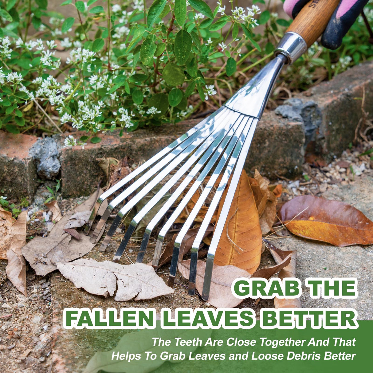 Haliaeetus Garden Hand Rake, 14.6'' Small Garden Rake for Tight Areas