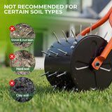 Walensee Rolling Lawn Aerator, Heavy Duty Manual Aerator Tool with 30 Spikes, Aerator Lawn Tool with Integrated Dual-Bar Handle, Soil Penetrator Push Lawn Aeration for Yard, Garden and Lawn