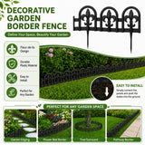 Evelyne Black Garden Border Plastic Edging – PP Plastic, Metal-Free Wrought Iron Look Design, 15pcs Black Yard Landscaping Fence Liner Lawn Edge Barrier, 20ft Kit of Decorative Lawn Landscape Panels