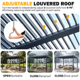 MELLCOM 10x12 Louvered Pergola Adjustable Roof Weatherproof