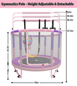 LANGXUN 60" Trampoline for Kids, 5ft Toddler Mini 6-in-1 Trampoline Indoor Outdoor with Swing, Basketball Hoop, Dart Board, Rings, Christmas Toys Birthday Gifts for Girls Boys