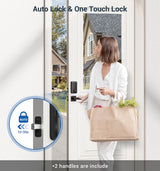 Veise Fingerprint Door Lock Set, Keyless Entry Door Lock, Front Handle Set, Electronic Keypad Deadbolt with Lever Handle, 2 Keys, Auto-Locking, One-time Codes, Easy to Install, Oil Rubbed Bronze
