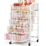 SUNALLY Rolling Makeup Cart with Drawers, Rolling Vanity Nail Cart, White