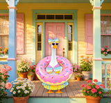 Porch Goose Outfits Summer Swimsuit - 5-Piece Ice Cream Theme Large Lawn Goose Clothes with Bikini, Bow Headband, Star Sunglasses, Swim Ring & Pump, Outdoor Yard Decor (Girlfriend Theme)