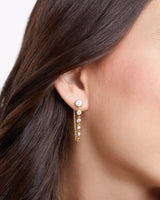 MILLA Dangle Earrings for Women - Cute Designer Earrings for Women Trendy Gold Chain Earrings & Sterling Silver Dangly Earrings (Round CZ / 14K Gold Plated)