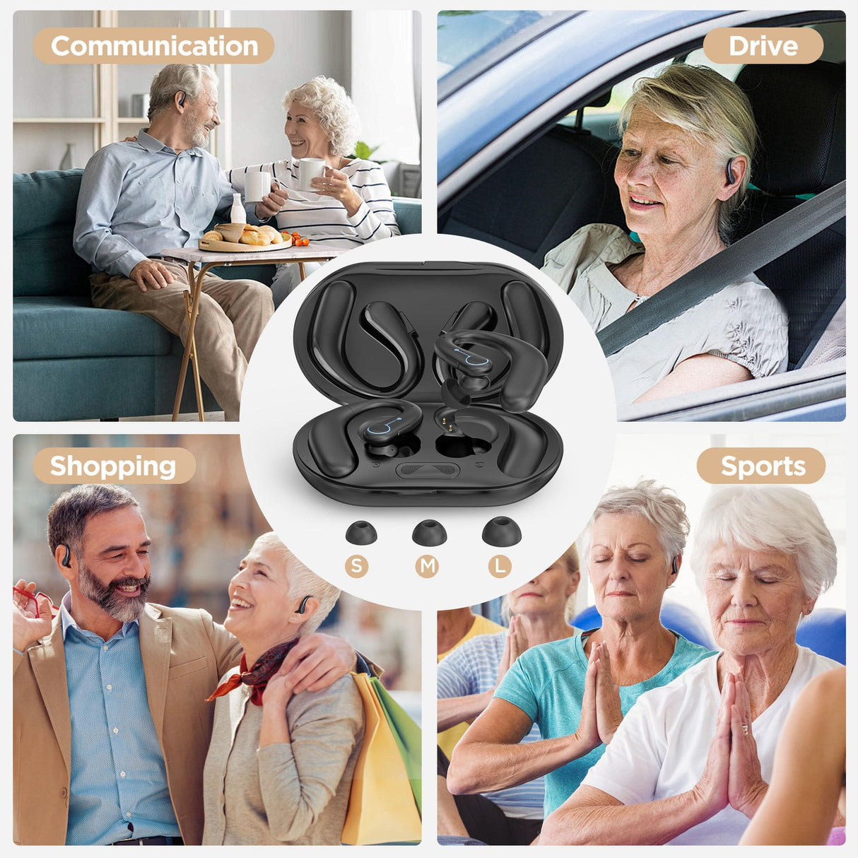 Hearing Aids, Hearing Aids for Seniors with Bluetooth, Rechargeable Hearing Aid with APP for People with Hearing Loss, 5 Levels of Volume Automatic Noise Cancellation, Clear Sound and Easy to Use