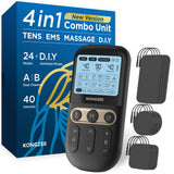 4 in 1 - D.I.Y & Tens Unit & EMS & Massage Muscle Stimulator, Dual Channel TENS Units Therapy Machine for Pain Relief, FDA Cleared Rechargeable Electronic Pulse Massager,with 12pcs Electrode Pads