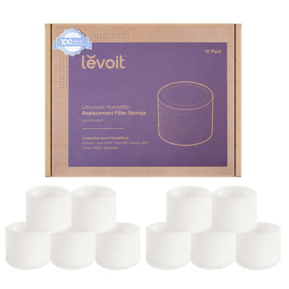 Bundle of LEVOIT 10-Pack Top Fill Humidifier Replacement Filters and 3-Pack Humidifier Water Softener, Demineralization Cartridge