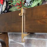 [Fireplace Stocking and Garland Hanger] - Patented Mantle Holder Has Two Hooks - Hold Christmas Stocking and Hang Garland - Durable Wrought Iron - Padded Contact Points (3 Pack - Gold)