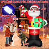 8 FT Tall Giant Black Santa Inflatable Christmas Decorations Outdoor Candy Cane & Gift Box, Build in LED Lights Funny Merry Xmas Blow Ups Yard Decoration for Outside Holiday Winter Indoor Patio Lawn