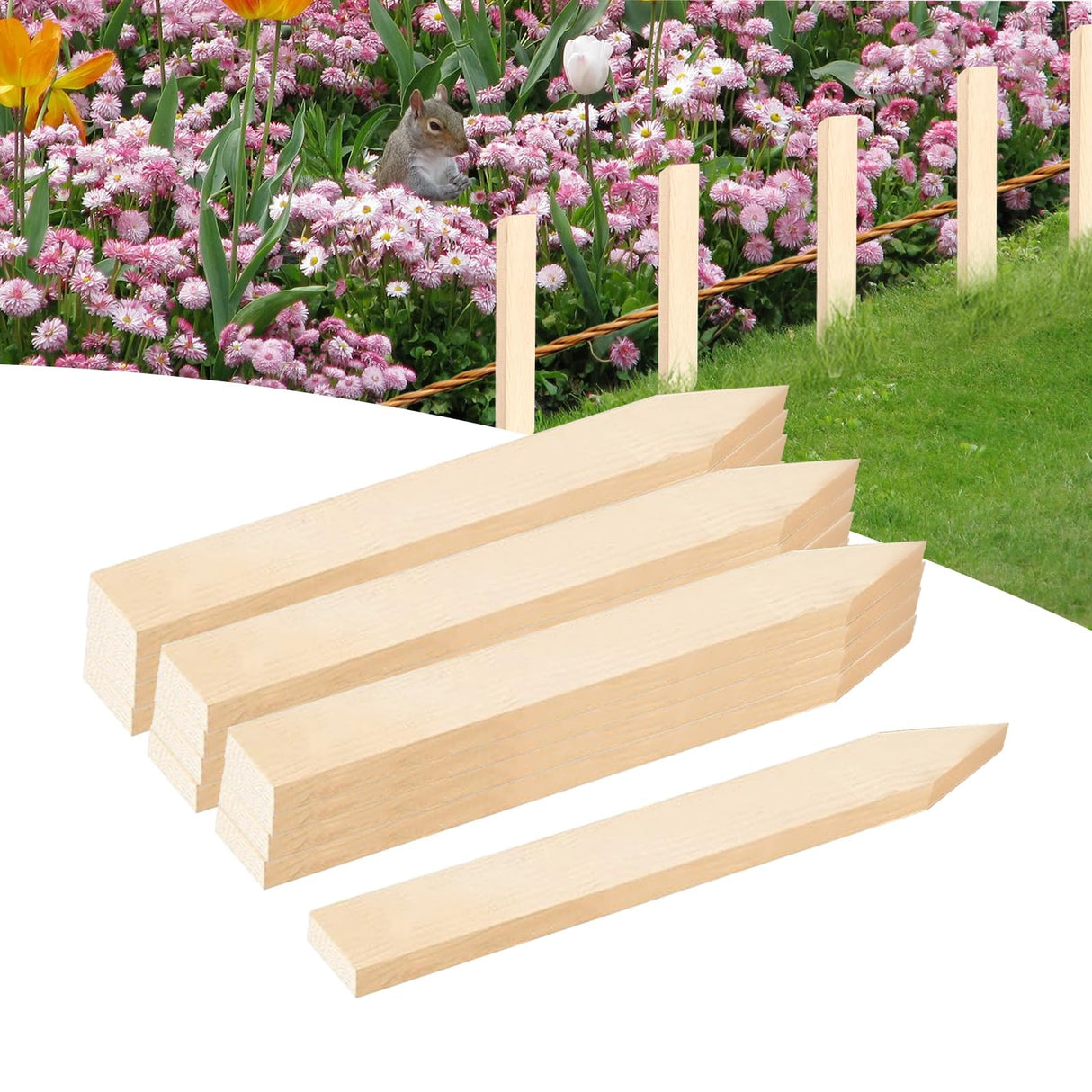 25 Pcs 12 Inch Wood Stakes, Sturdy Wooden Garden Stakes with Pointed Tip