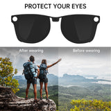 HIBLOKS Polarized Clip-ons for Ray-Ban Meta Wayfarer (RW4008 & RW4012 Large 53-22), Discoloration Clips Compatible with Ray-Ban Meta Wayfarer Gen 2 Protect Your Eyes, Cool and Fashion (Large, Black)