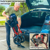 Rollator Walker for Seniors, Lightweight Foldable All Terrain Rolling Walker with seat, Aluminum Walkers with 10 inch Rubber Wheels, Handles and Backrest for Seniors and Adult