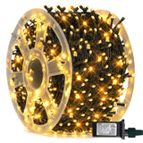 FUNPENY 164FT 500 LED Christmas Indoor Outdoor Decorative String Lights, 8 Modes Waterproof Green Wire LED Fairy Light for Christmas Party Wedding Garden Home Decoration (Warm White)