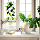 Handcrafted Real Stained Glass Window Hanging Green Plant Window Suncatcher