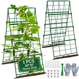 Heavy Duty Cucumber Trellis Thickened for Raised Garden Bed,48"x16" Foldable Frame Metal Vegetable Trellis for Climbing Plants Outdoor Plant Support for Grape Tomato Peas, Fruit, Vine,Bean(1 Pack)