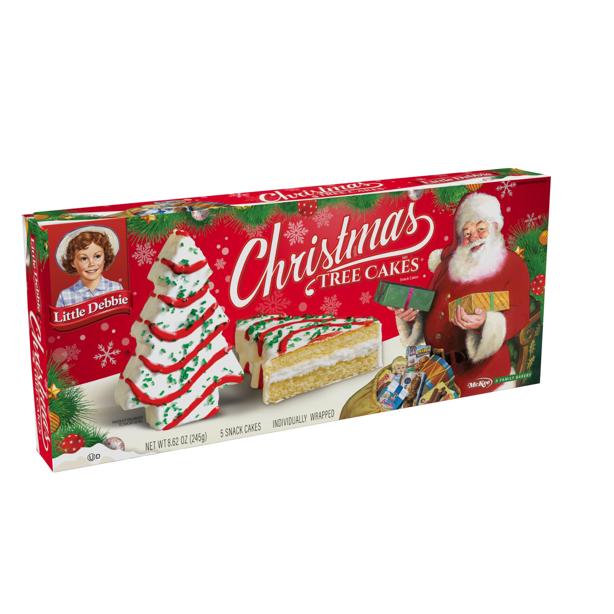 Little Debbie Christmas Tree Cakes, Boxes, 30 Individually Wrapped Snack, Vanilla, 6 Count
