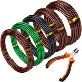 Mudder 5 Roll Aluminum Bonsai Training Wire Tree 2/2.5/3/4/6mm 42 Feet Total with Bonsai Wire Cutter Anodized Training for Holding Branches Small Trunks(Colorful)