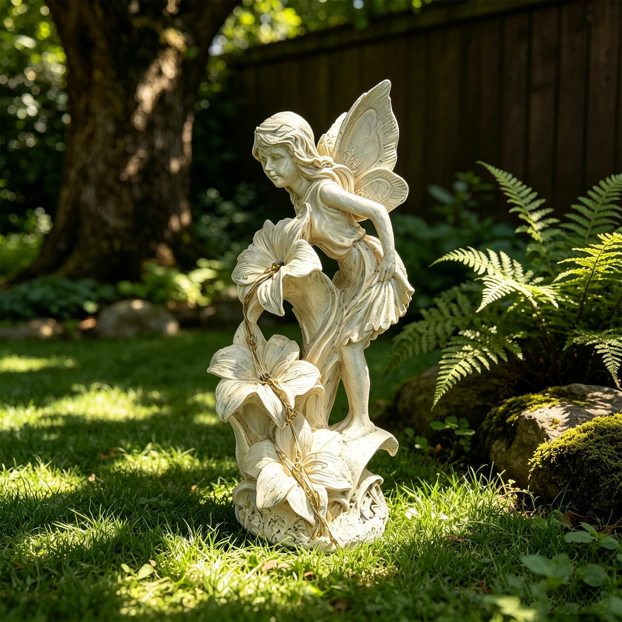 SAMPU Craft Angel Figurines Garden Statue with Solar Powered Light 12.2IN