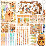 Capybara Stationery Gift Set for Kids,28 Pcs Cute School Supplies Kit with Pencil Case,Notebook,Stickers – Practical and Fun Christmas, Easter or Birthday Gift Ideas for 6–12 Years Old Girls & Boys