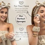 Happy Lolli Power Shower Gift Set: Luxury Bath Accessories Basket for Women & Teen Girls – Includes Body & Hair Towel, Wrist Bands, Headband, Face Sponge & More – Empower Your Routine (Fresh in Beige)