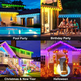 MUCCCUTE Permanent Outdoor Lights for Christmas 200ft RGB House Lights w/App & Remote Control Smart Rainbow LED IP67 Waterproof for Holidays New Year Roof Eaves Garden Décor All Year Around