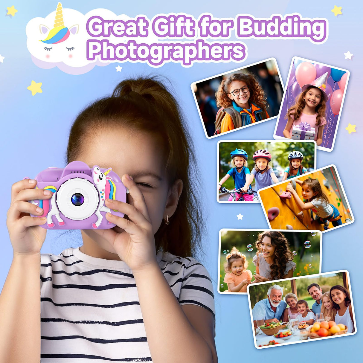 Kids Camera Digital Camera for Age 3-8, 1080P Toddler Camera for Kid with 32GB SD Card, Toddler Girls Toys Age 6-8, Christmas Birthday Gifts for Children