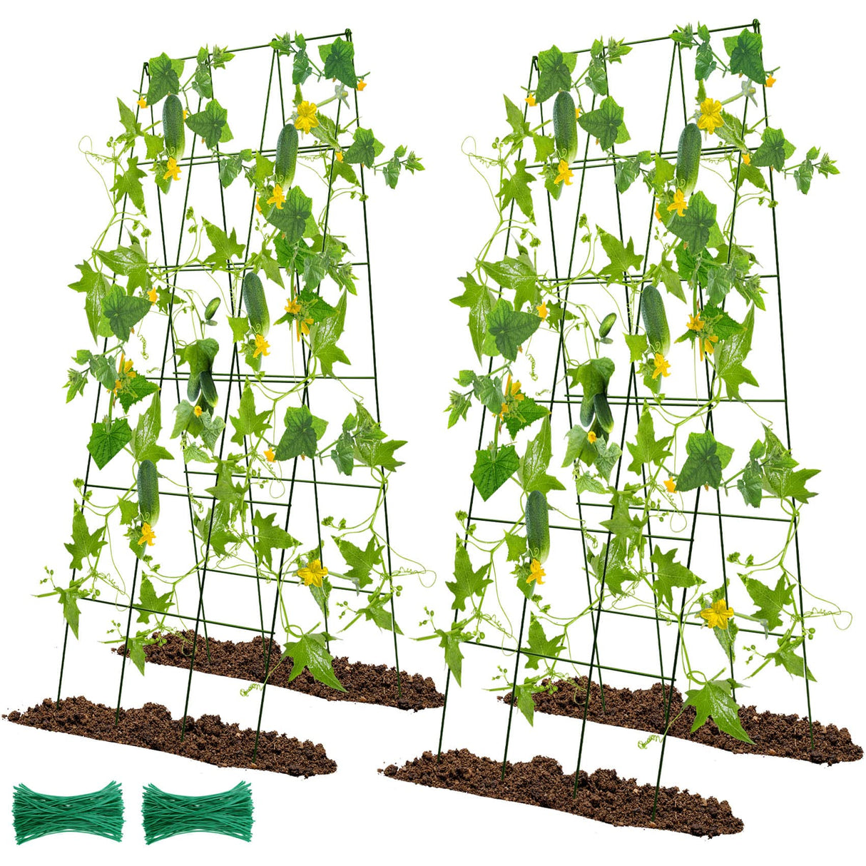Kyrieval 48" Hx 18" L Cucumber Trellis for Garden A Frame Plant Support for Raised Bed, Outdoor Indoor Plant Garden Trellis for Climbing Plants (2 Packs)