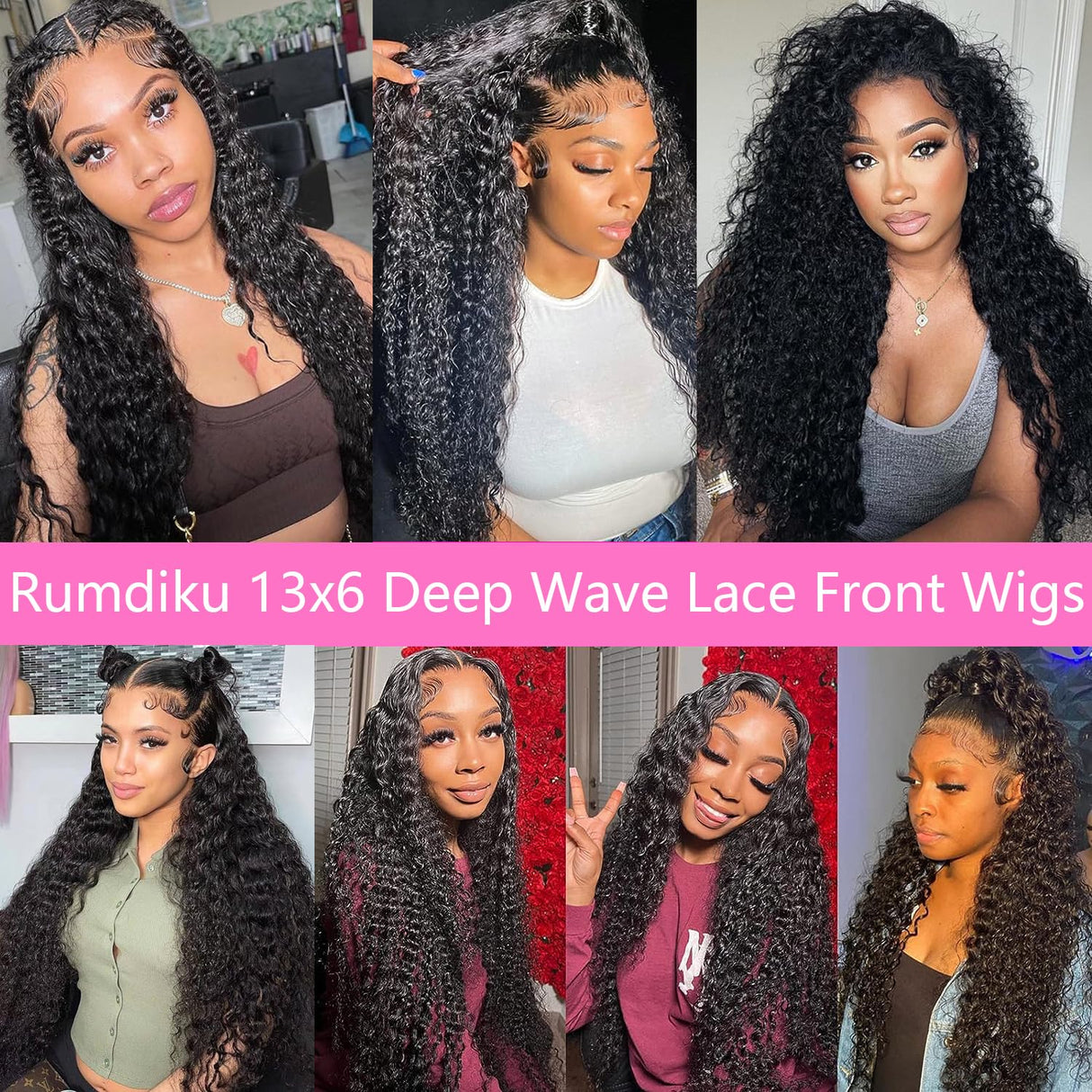 30 Inch Deep Wave Lace Front Wigs Human Hair Pre Plucked 13x6 HD Lace Front Curly Wigs Human Hair 200% Density Glueless Frontal Wigs Human Hair with Baby Hair Curly Wigs for Women Natural Black
